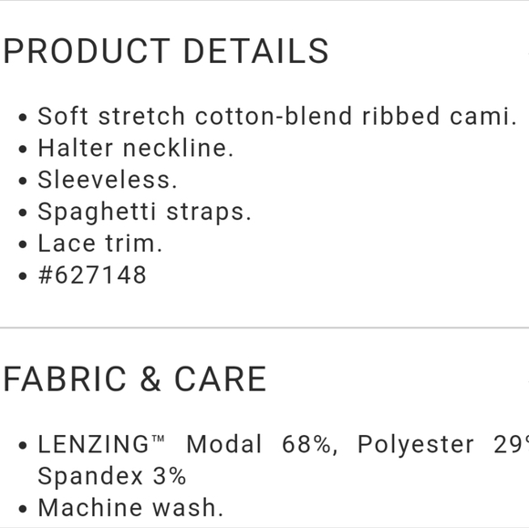 Khaki Ribbed Knit Lace Cami GAP - Picture 5 of 5